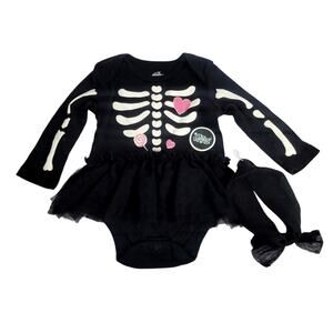 Baby Girls Halloween Tutu Onesie - Bodysuit Skeleton Bones Onesie 3-6 Months